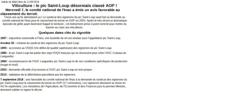 Pic Saint Loup classé AOP !