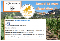 Dégustation Vins et Chocolat dans nos caveaux de vente